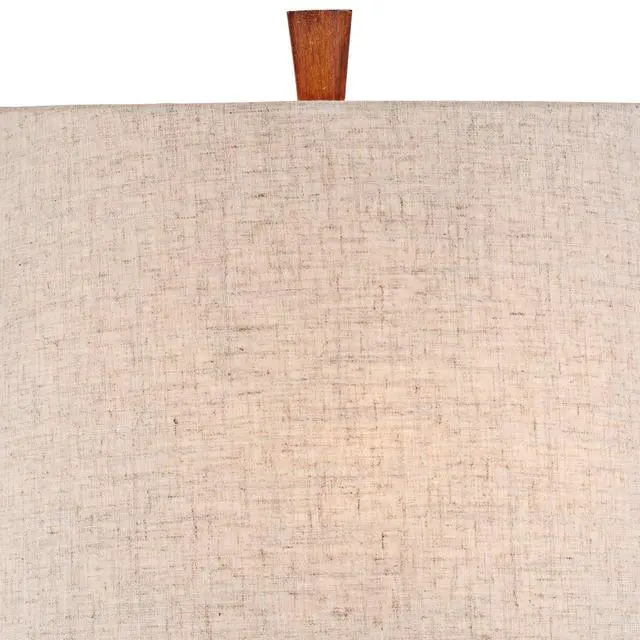 Alt view image 3 of 6 - Omar Mid Century Modern Chic Style Table Lamps 28.75" Tall Set of 2 Warm Brown Wood Oatmeal Tapered Drum Shade Decor for Living Room Bedroom House Bedside Nightstand Home