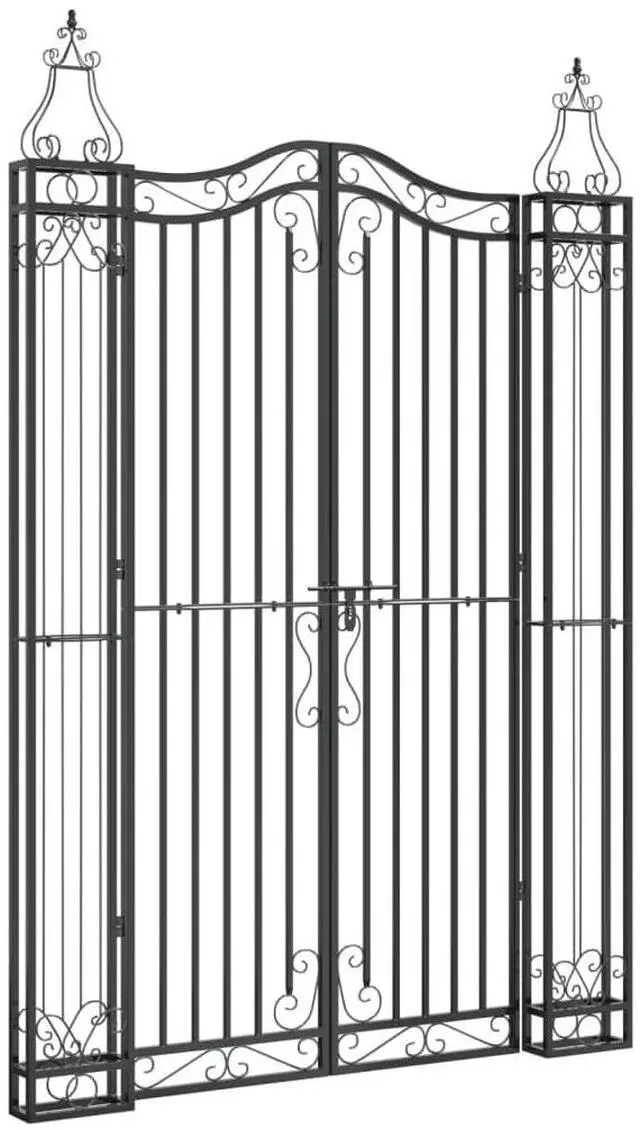 Main image of Garden Gate, Fence Gate, Metal Gate for Patio Outdoor Lawn Yard, Lockable Entrance Gate, Decorative Gate, Black Wrought Iron