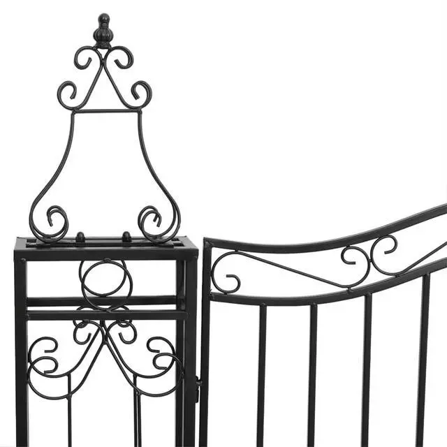 Alt view image 4 of 6 - Garden Gate, Fence Gate, Metal Gate for Patio Outdoor Lawn Yard, Lockable Entrance Gate, Decorative Gate, Black Wrought Iron