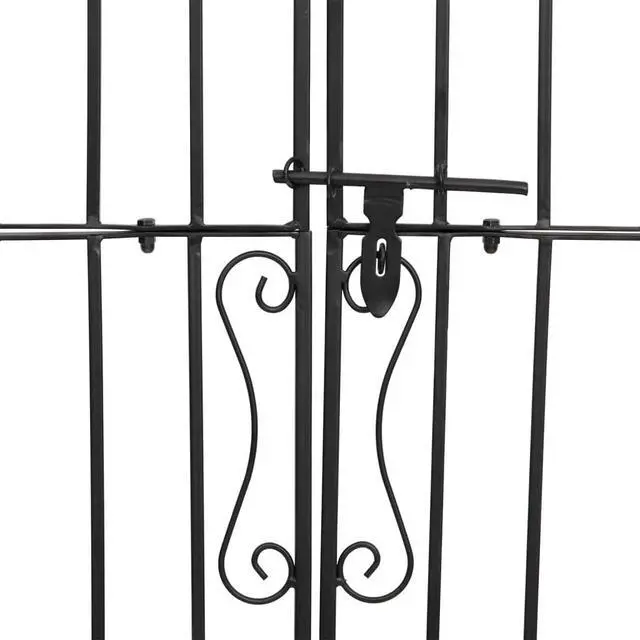 Alt view image 5 of 6 - Garden Gate, Fence Gate, Metal Gate for Patio Outdoor Lawn Yard, Lockable Entrance Gate, Decorative Gate, Black Wrought Iron
