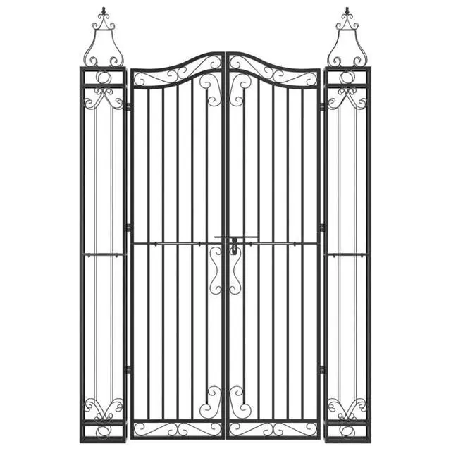 Alt view image 6 of 6 - Garden Gate, Fence Gate, Metal Gate for Patio Outdoor Lawn Yard, Lockable Entrance Gate, Decorative Gate, Black Wrought Iron