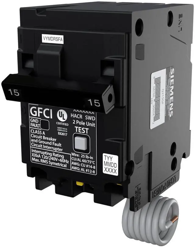 Main image of Q215GF Ground Fault Circuit Interrupter, 15 Amp, 2-Pole GFCI Circuit Breaker Replaces QF215A
