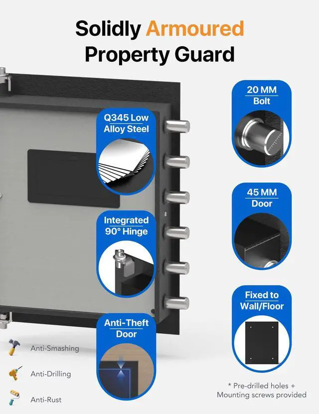 Alt view image 6 of 6 - FORFEND Smart Home Safes | WiFi Safe Box App Unlock/Alarm | Voice Control, Kidnap SOS Alarm, Tamper Detect, Frozen Mode | Money Security Lockbox History Track | Digital Caja Fuerte Remote Live Monitor