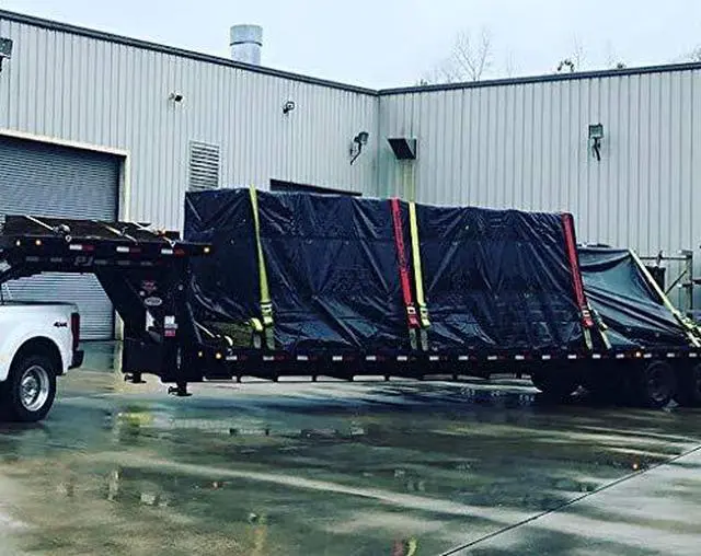 Alt view image 5 of 6 - 16' x 27' Flatbed Truck 18 Oz Steel Tarp with 4 FT Drop - Black Heavy Duty Vinyl Water Resistant Tarp for Trailers to Protect Cargo from Wind, Rain, Snow, and Sun