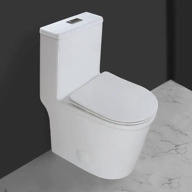Main image of WZ5069 Small Modern One Piece Toilet Dual Flush 12" Rough in 23-in Depth Short for Compact Tiny Bathroom Powder Room White