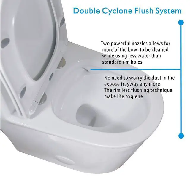 Alt view image 4 of 6 - WZ5069 Small Modern One Piece Toilet Dual Flush 12" Rough in 23-in Depth Short for Compact Tiny Bathroom Powder Room White