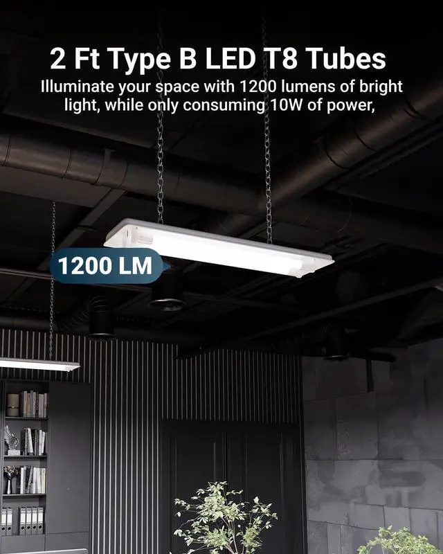 Alt view image 2 of 6 - Sunco 50 Pack 2ft LED T8 Clear Glass Tube for Indoor Replacement Fluorescent Commercial Office Hallway Warehouse, Type B, 10W 1200 Lumens, 5000K Daylight, Non-Dimmable, 100-277V, 50,000 Hour