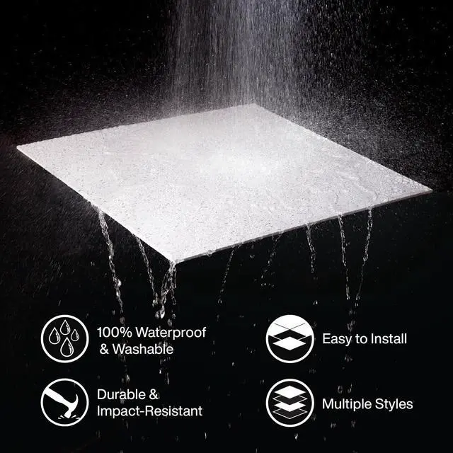 Alt view image 5 of 6 - 2ft x 4ft Stucco Pro White PVC Ceiling Tiles (10 Tiles) | Easy Drop-In Installation, Waterproof, Washable and Fire-rated