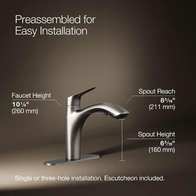 Alt view image 3 of 6 - 30468-VS Rival Single Handle Pull-Out Kitchen Sink Faucet, 1.5 GPM, High-Arch Swing Spout, Two-Function Sprayhead, Vibrant Stainless