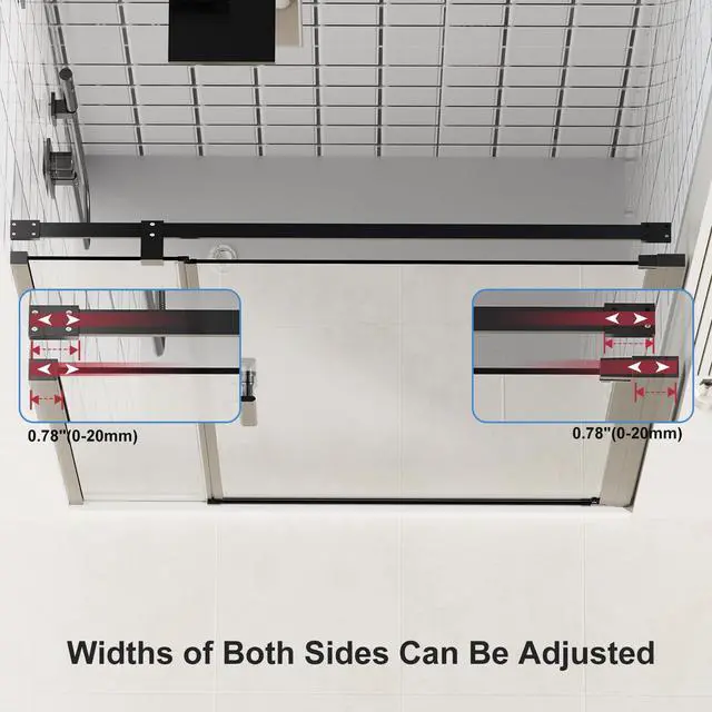 Alt view image 3 of 6 - Framed Pivot Shower Door, Glass Shower Door in Matte Black, 52.5" to 54" W x 72" H, 5/16" Tempered Glass, Reversible Installation, Easy Setup