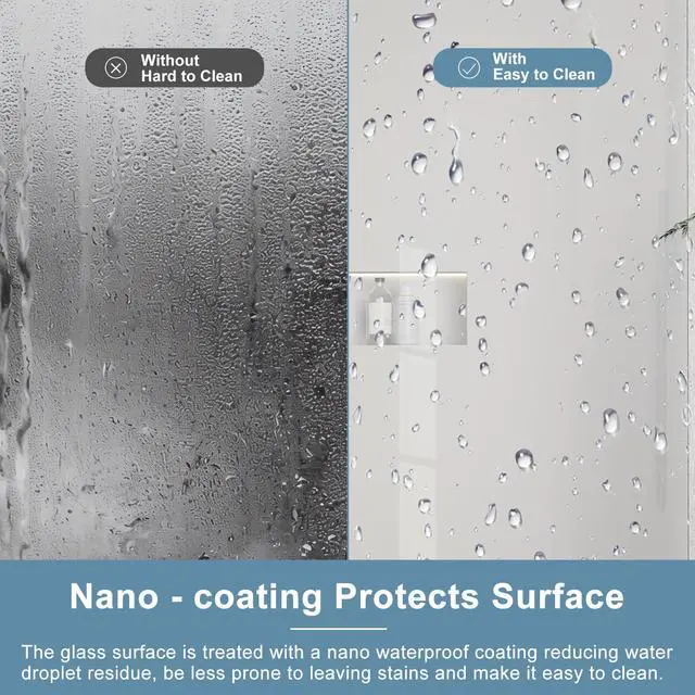 Alt view image 4 of 6 - Framed Pivot Shower Door, Glass Shower Door in Matte Black, 52.5" to 54" W x 72" H, 5/16" Tempered Glass, Reversible Installation, Easy Setup