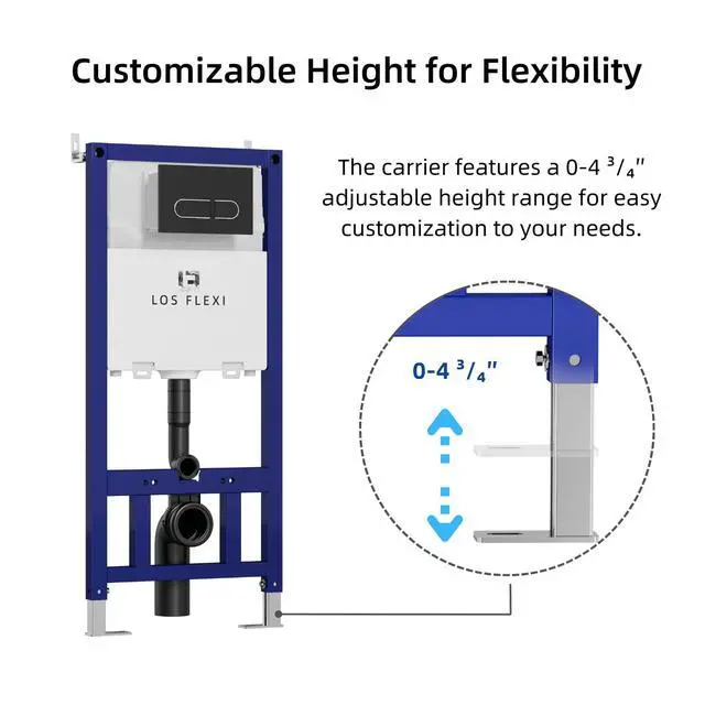 Alt view image 5 of 6 - Concealed In-Wall Toilet Tank Carrier for Wall Hung Toilets, 0.8/1.6 GPF Dual Flush, Adjustable Height Tank Carrier, Includes Flush Actuator Plate for Wall Mount Toilet Setup
