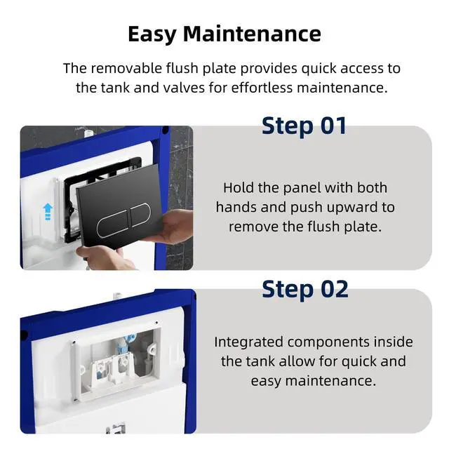 Alt view image 6 of 6 - Concealed In-Wall Toilet Tank Carrier for Wall Hung Toilets, 0.8/1.6 GPF Dual Flush, Adjustable Height Tank Carrier, Includes Flush Actuator Plate for Wall Mount Toilet Setup