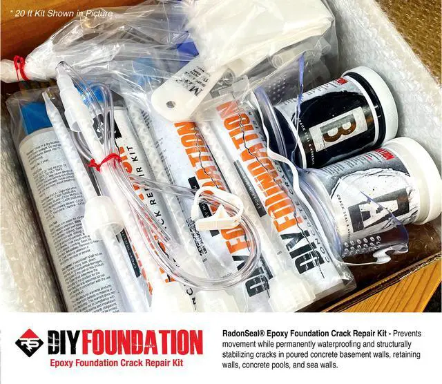 Alt view image 2 of 5 - Epoxy Concrete Crack Repair Kit (10 ft) Low-Viscosity Epoxy Injection for Basement & Foundation Walls Structural Crack Repair System