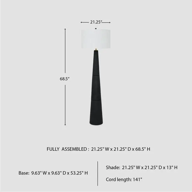 Alt view image 4 of 6 - Hallburg Modern Textured Polyresin Floor Lamp with 3-Way Switch, Black
