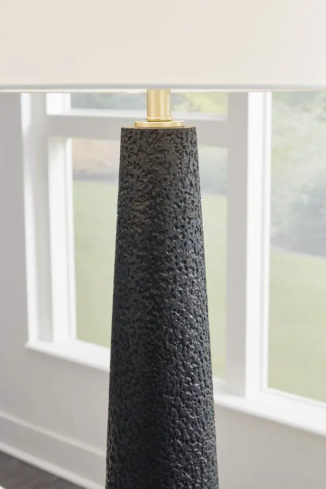 Alt view image 5 of 6 - Hallburg Modern Textured Polyresin Floor Lamp with 3-Way Switch, Black