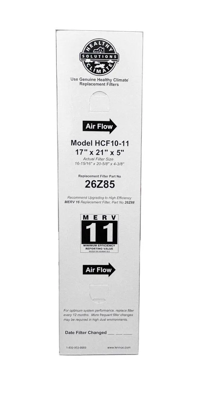 Alt view image 3 of 6 - Lennox 26Z85-17" x 21" x 5" HCF10-11 Air Filter, MERV 11 (5-Pack)