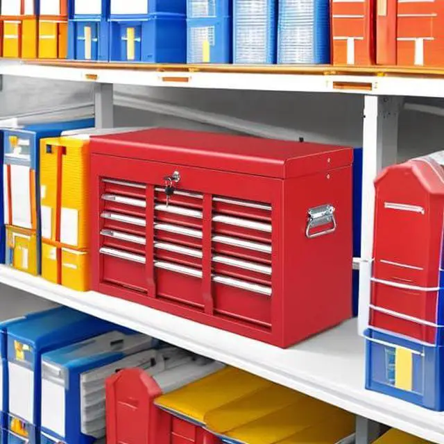 Alt view image 6 of 6 - 24" Metal Tool Box, Portable 5 Drawers Toolbox with Top Storage Tray, Carry Handle, Ball Bearing Runners, Lockable Tool Chest Cabinet for Garage, Warehouse, Repair Shop & Home, Red