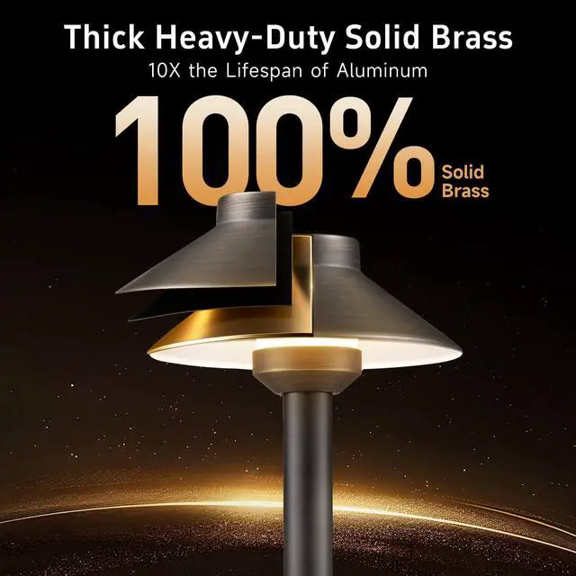 Alt view image 3 of 6 - Low Voltage Landscape Lighting Brass, 12v Pathway Lights Waterproof, Hard Wired Path Light Outdoor, Bronze for Exterior Area Patio House with 3W 270LM 3000K Warm White G4 Bulb (4 Pack)