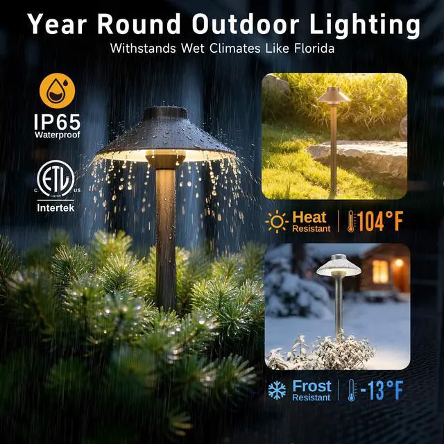 Alt view image 4 of 6 - Low Voltage Landscape Lighting Brass, 12v Pathway Lights Waterproof, Hard Wired Path Light Outdoor, Bronze for Exterior Area Patio House with 3W 270LM 3000K Warm White G4 Bulb (4 Pack)