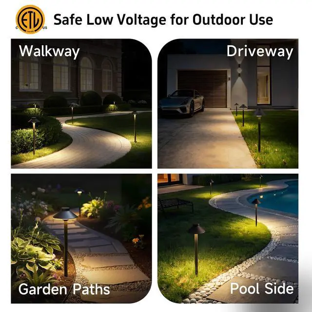 Alt view image 5 of 6 - Low Voltage Landscape Lighting Brass, 12v Pathway Lights Waterproof, Hard Wired Path Light Outdoor, Bronze for Exterior Area Patio House with 3W 270LM 3000K Warm White G4 Bulb (4 Pack)