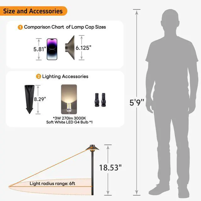 Alt view image 6 of 6 - Low Voltage Landscape Lighting Brass, 12v Pathway Lights Waterproof, Hard Wired Path Light Outdoor, Bronze for Exterior Area Patio House with 3W 270LM 3000K Warm White G4 Bulb (4 Pack)