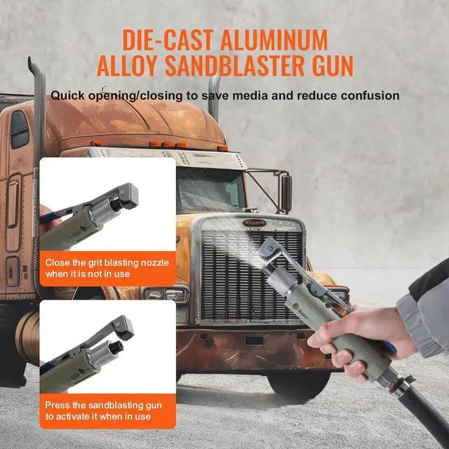 Alt view image 4 of 6 - 5 Gallon Sand Blaster, 60-110 PSI High Pressure Sandblaster, Portable Abrasive Blasting Tank, Air Sand Blasting Kit with 4 Ceramic Nozzles and Oil-Water Separator for Paint, Stain, Rust Removal