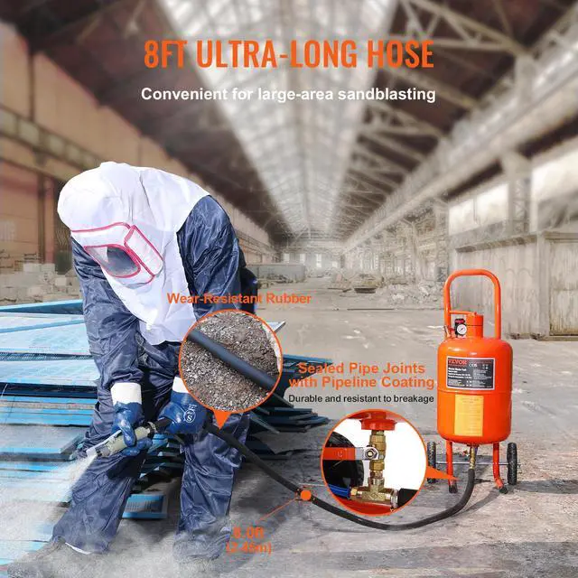 Alt view image 6 of 6 - 5 Gallon Sand Blaster, 60-110 PSI High Pressure Sandblaster, Portable Abrasive Blasting Tank, Air Sand Blasting Kit with 4 Ceramic Nozzles and Oil-Water Separator for Paint, Stain, Rust Removal