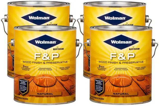 Main image of 14396-4PK F&P Oil-Based Wood Finish & Preservative Transparent Stain, Gallon, Natural, 4 Pack