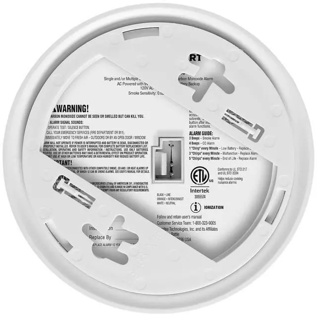 Alt view image 6 of 6 - First Alert SMICO100-AC Interconnect Hardwire Combination Smoke & Carbon Monoxide Alarm with Battery Backup, 5 Pack