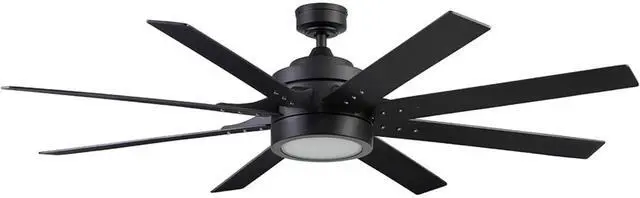 Main image of Ceiling Fans Xerxes Modern 62 Inch Ceiling Fan with Light, Remote Control Fan, LED Indoor Fan with 8 Blades, Matte Black and Ash Blade Finish Options, Matte Black (51473-01)