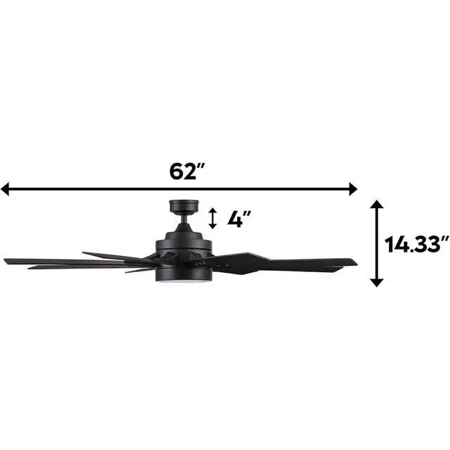 Alt view image 2 of 6 - Ceiling Fans Xerxes Modern 62 Inch Ceiling Fan with Light, Remote Control Fan, LED Indoor Fan with 8 Blades, Matte Black and Ash Blade Finish Options, Matte Black (51473-01)