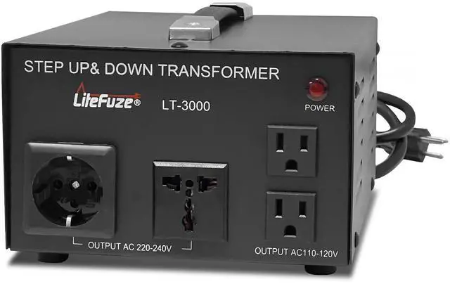 Main image of LT Series 3000 Watt Voltage Converter Transformer Step Up/Down - 110v to 220v / 220v to 110v Power Converter - Fully Grounded Cord - Universal Socket, CE Certified
