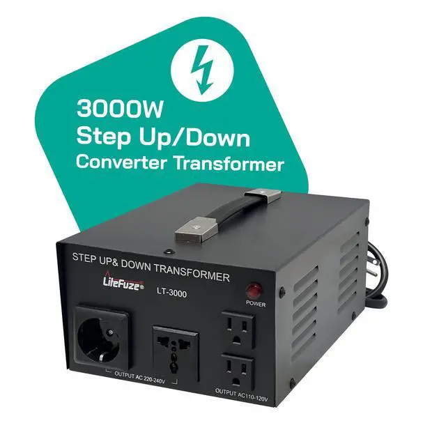 Alt view image 3 of 6 - LT Series 3000 Watt Voltage Converter Transformer Step Up/Down - 110v to 220v / 220v to 110v Power Converter - Fully Grounded Cord - Universal Socket, CE Certified
