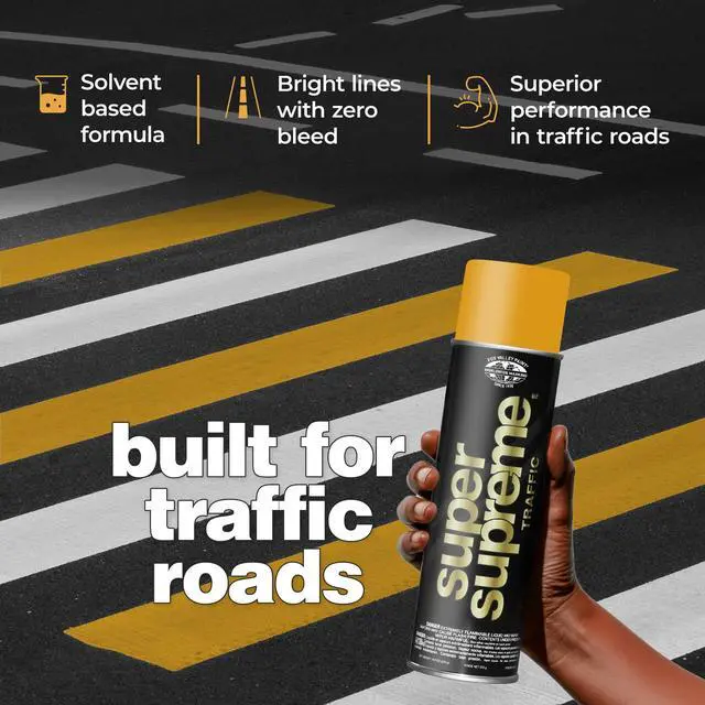 Alt view image 4 of 6 - Fox Valley Super Supreme Traffic Marking Spray Paint 18oz (12-Pack Yellow), Fast-Drying, Long Lasting, Durable & Weather-Resistant - Marking Paint for Roads, Parking Lots, Sidewalks & Factory Floors