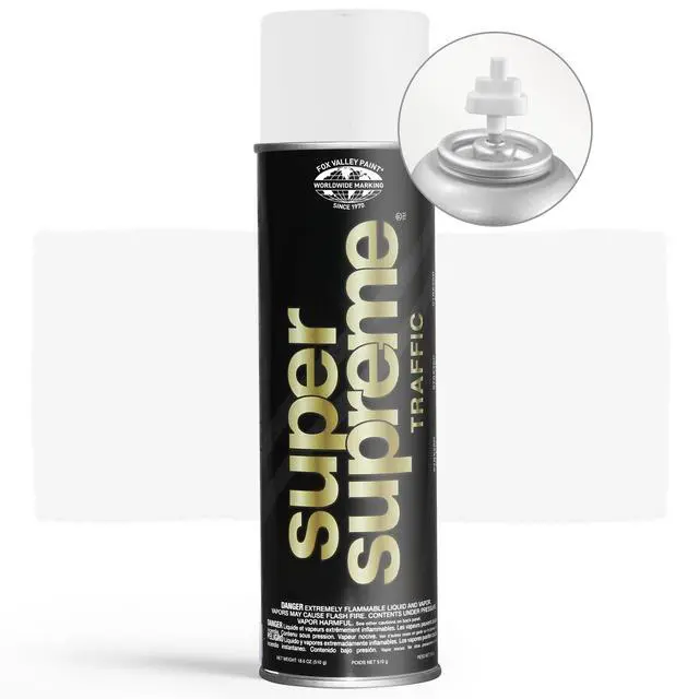 Alt view image 2 of 6 - Fox Valley Super Supreme Traffic Marking Spray Paint 18oz (12-Pack), Fast-Drying, Long Lasting, Durable & Weather-Resistant - Marking Paint for Roads, Parking Lots, Sidewalks & Factory Floors, White