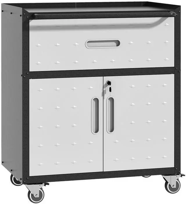 Main image of Metal Mobile Tool Storage Cabinet with Wheels,Heavy Duty Rolling Tool Cabinets for Garage,Metal Storage Cabinets with 2 Locking Doors and 1 Drawer,Assembly Required