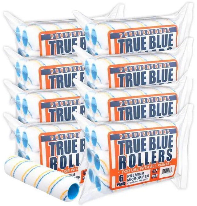 Main image of True Blue 9" Professional Paint Roller Covers, 9 Inch, Best for All Types of Painting Surfaces, Refill Bulk Pack (48, 1/2" Nap)