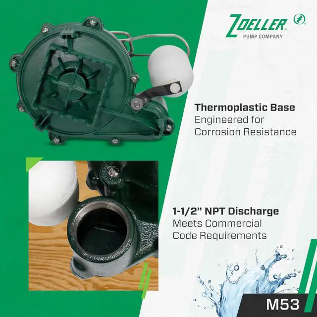 Alt view image 4 of 6 - Mighty Mate M53 Sump Pump - 3/10 HP - Cast Iron - LED Power Plug & 9 Cord - Vortex Impeller - Stainless Steel Hardware - Float Operated - Submersible Sump Pump - 115V