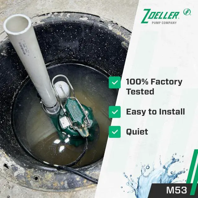 Alt view image 6 of 6 - Mighty Mate M53 Sump Pump - 3/10 HP - Cast Iron - LED Power Plug & 9 Cord - Vortex Impeller - Stainless Steel Hardware - Float Operated - Submersible Sump Pump - 115V