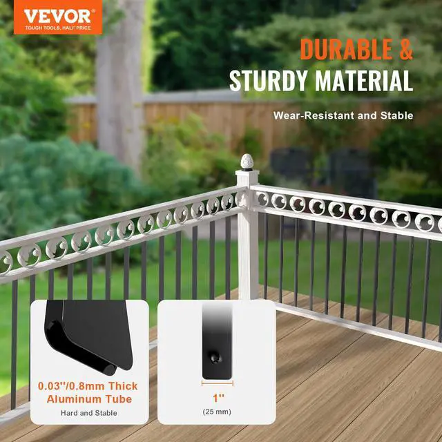 Alt view image 2 of 6 - Staircase Metal Balusters, 38" x 1" Flat Aluminum Alloy Decorative Banister Spindles, 72 Pack Deck Baluster with Screws, Classic Hollow Deck Railing Satin Black Powder Coated for Porch
