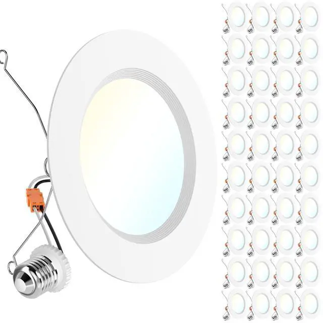 Main image of Sunco 40 Pack 6 Inch LED Recessed Light Retrofit, Can Lights for Ceiling, 1700 LM High Brightness, Selectable CCT 2700K/3000K/4000K/5000K/6000K, 17W=120W, Dimmable, Baffle Trim, Damp Rated UL