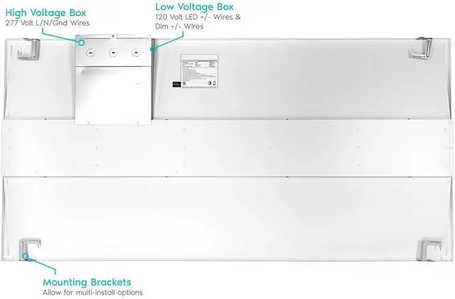 Alt view image 5 of 5 - 2x4 FT Center Basket LED Troffer Panel Light, 40/50/60W, 3 Color Options 3000K | 4000K | 5000K, Dimmable Drop Ceiling Lights, 5000/6250/7500 Lumens, Damp Rated, 120-277V, Premium (4 Pack)
