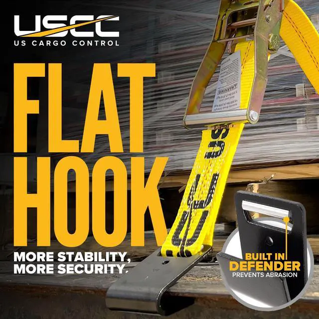 Alt view image 2 of 6 - Flat Hook Ratchet Straps 2 Inch x 18 Foot (10-Pack), 10,000 LBS Break Strength, Yellow Heavy Duty Ratchet Straps with Black Flat Hooks for Trailers, Trucks, Moving, Vehicles, Pallets