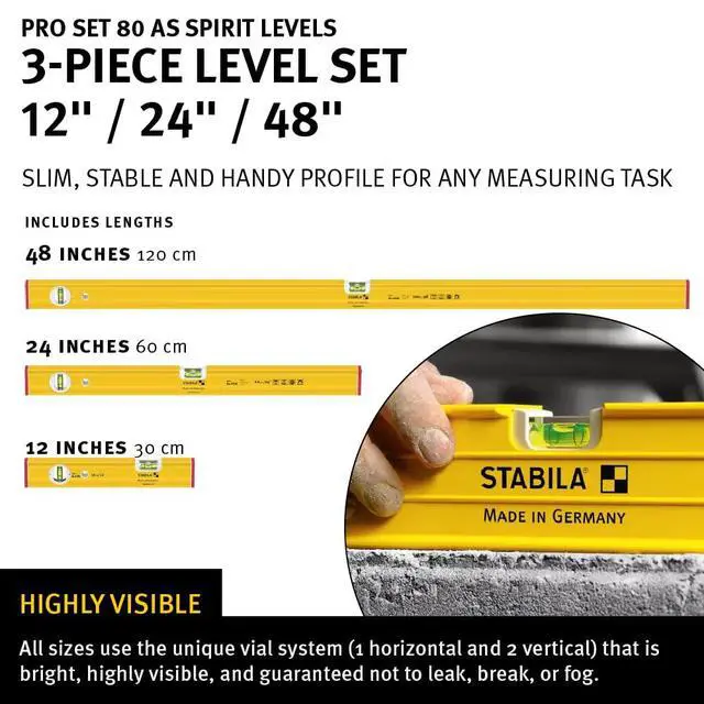 Alt view image 2 of 6 - PRO SET 80 AS Spirit Level Set, includes: 48, 24, and 12 Inch Levels Plus Carrying Case, Cat. Number 29840