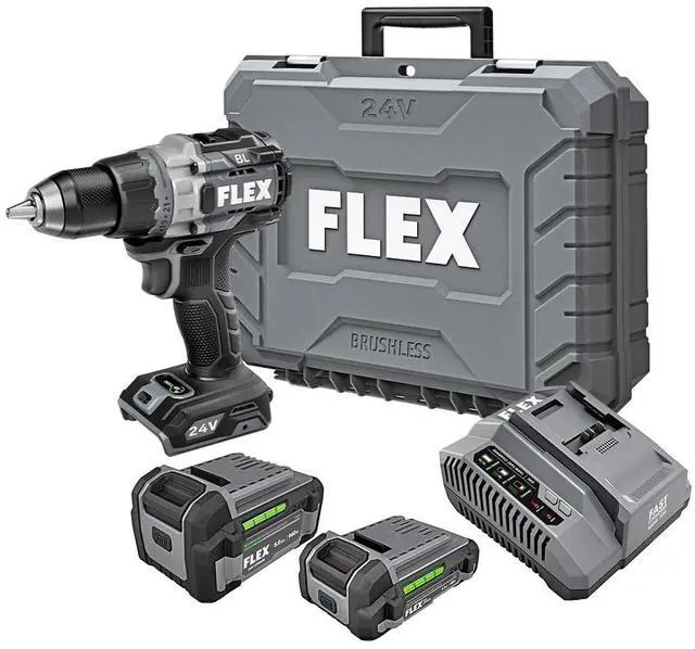 Main image of 24V Brushless Cordless 1/2-Inch 1,400 In-Lbs Torque 2-Speed Drill Driver Turbo Mode Kit with 2.5Ah, 5.0Ah Lithium Batteries and 160W Fast Charger - FX1171T-2B