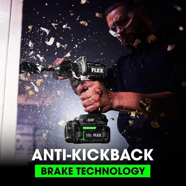 Alt view image 4 of 6 - 24V Brushless Cordless 1/2-Inch 1,400 In-Lbs Torque 2-Speed Drill Driver Turbo Mode Kit with 2.5Ah, 5.0Ah Lithium Batteries and 160W Fast Charger - FX1171T-2B