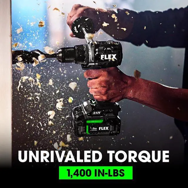 Alt view image 5 of 6 - 24V Brushless Cordless 1/2-Inch 1,400 In-Lbs Torque 2-Speed Drill Driver Turbo Mode Kit with 2.5Ah, 5.0Ah Lithium Batteries and 160W Fast Charger - FX1171T-2B
