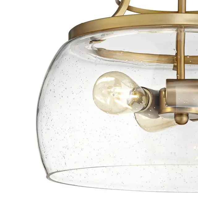 Alt view image 3 of 6 - Charleston Warm Brass Pendant Chandelier 16" Wide Modern Dimmable LED Clear Seedy Glass 3-Light Fixture for Dining Room Living House Home Foyer Kitchen Island Entryway Bedroom