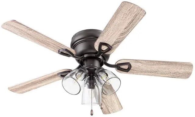 Main image of Ceiling Fans Renton 42" Bronze Indoor Fan with Clear 3 Light LED Multi Arm; E26/B11 Bulb and Pull-Chains, Traditional Style, 5 Reversible Barnwood/Dark Chestnut Blades, 51436